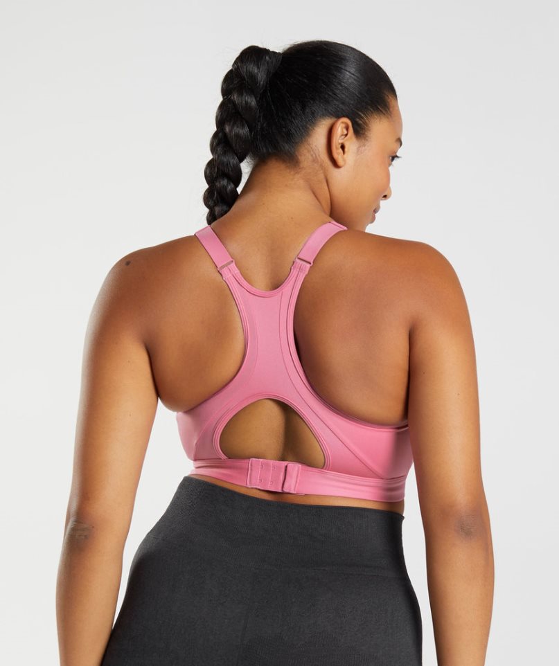 Women's Gymshark High Neck High Support Sports Bra Pink | NZ 1QNIZH